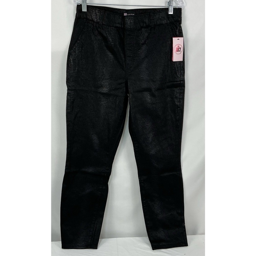 Juicy Couture Black Croc Embossed Skinny Pants Women's Size 10‎ NWT